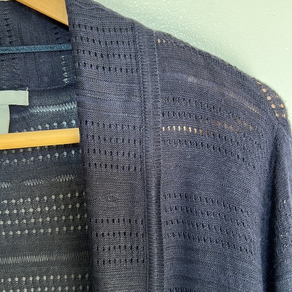 EUC H&M Open Front Navy Blue Silk Blend Cardigan size S - Picture 4 of 13